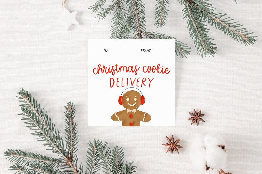 Christmas Cookie Delivery Printable Tag, Ready to Print Digital Label ...