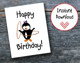 downloadbare pinguïnverjaardagskaart-pinguïnverjaardagskaart voor kinderen-gelukkige verjaardag pinguïnkaart-afdrukbare pinguïnverjaardagskaart-meisjesverjaardag