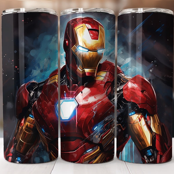 Iron Man Tumbler Wrap, Marvel Sublimation Designs for Digital Download, 20oz Skinny Tumbler Sublimation Design Templates, Iron Man PNG