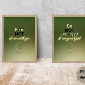 Isaiah 41 10 Wall Art Set, Fear Not Be Not Dismayed Printable Art, Christian Scripture Decor, Bible Verse Digital Download, Faith Wall Print