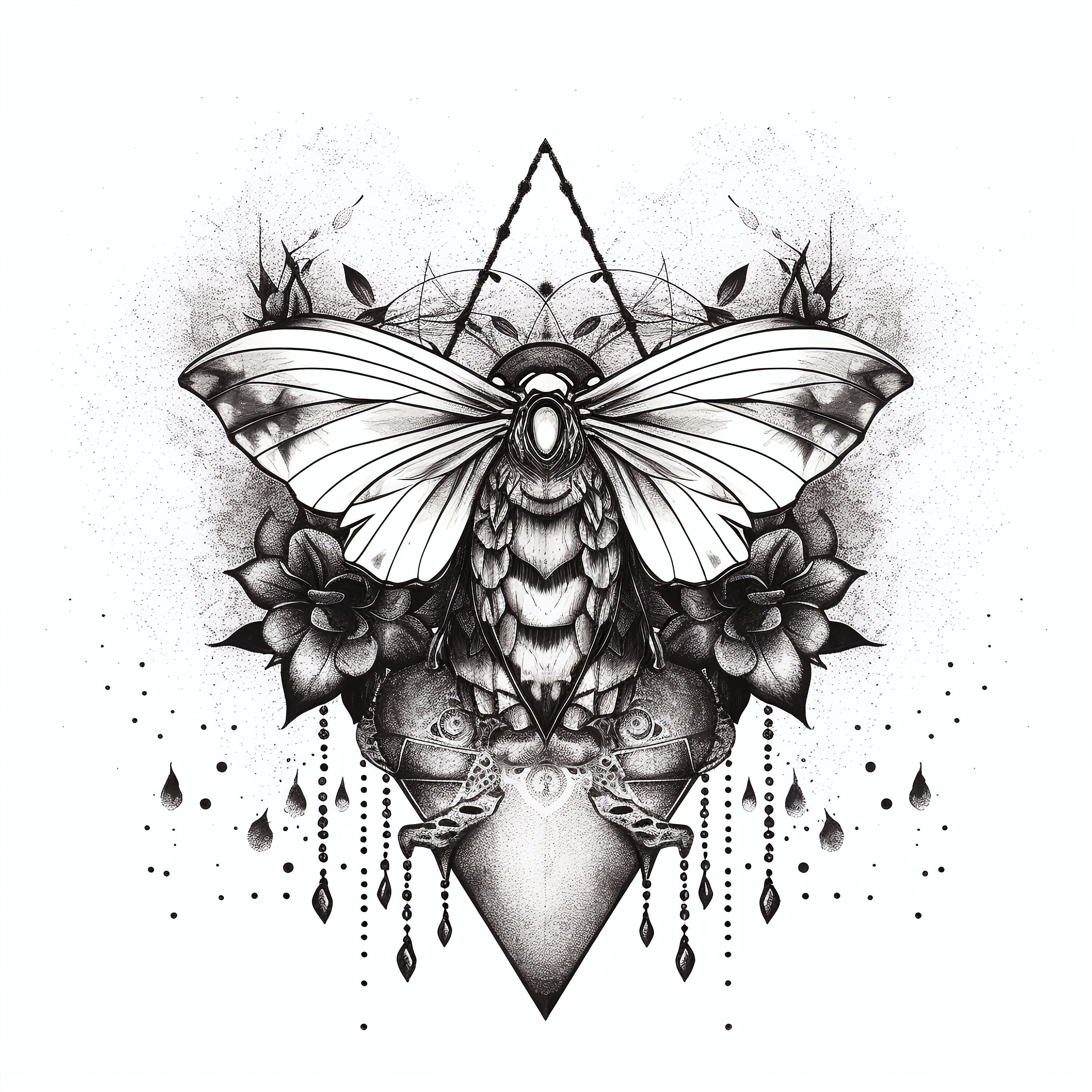 Insect Tattoo Design High Resolution PNG File Etsy