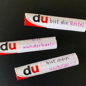 Banderol voor chocoladerepen/Duplo kan gepersonaliseerd worden, gewenste teksten mogelijk
