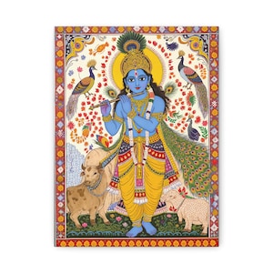 Digital Download of Lord Krishna | Madhubani Art | Indian Traditional Wall Decor | Hindu Spiritual Home Decoration