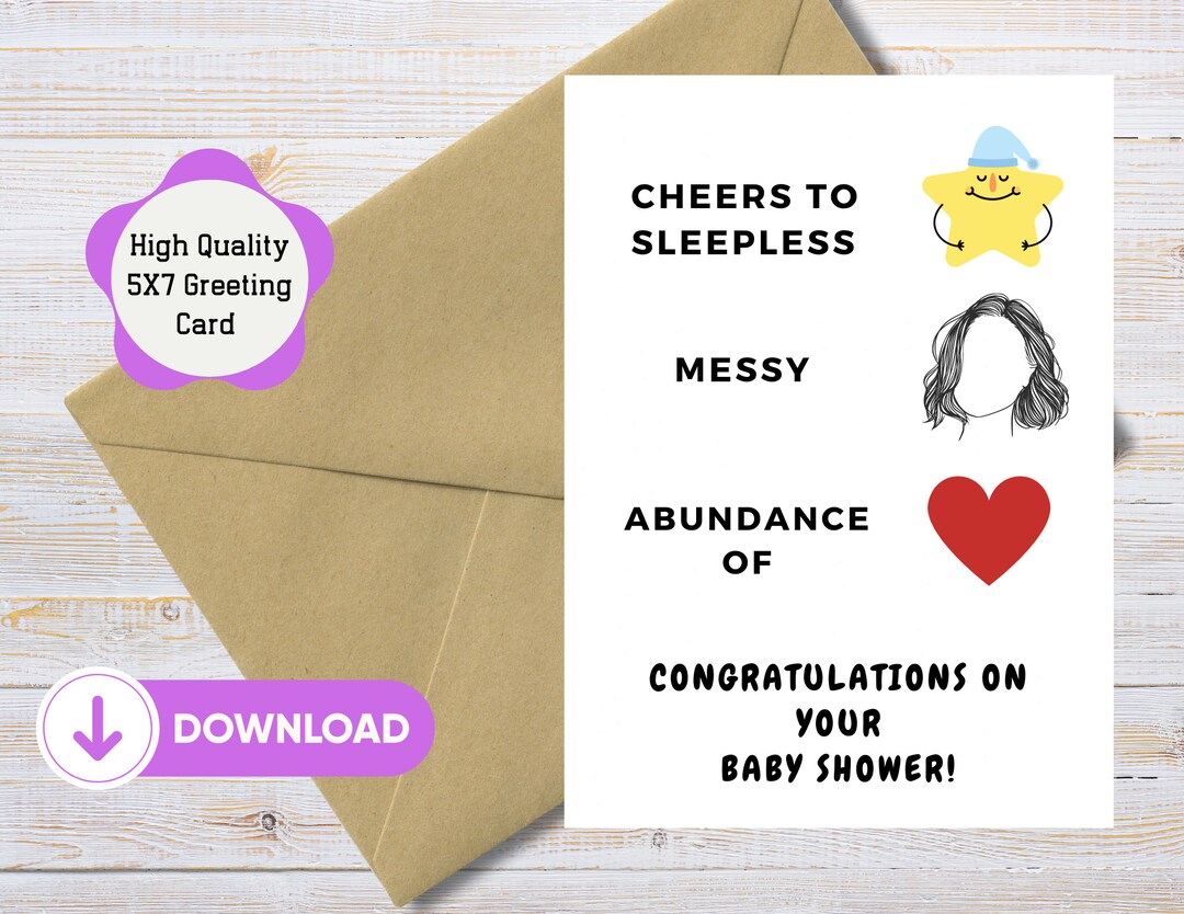 PRINTABLE Baby Shower Card Cheers to Sleepless Nights Etsy