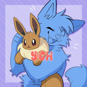 YCH de fursona peluda - segure firme! (abraços de pelúcia do Eevee)