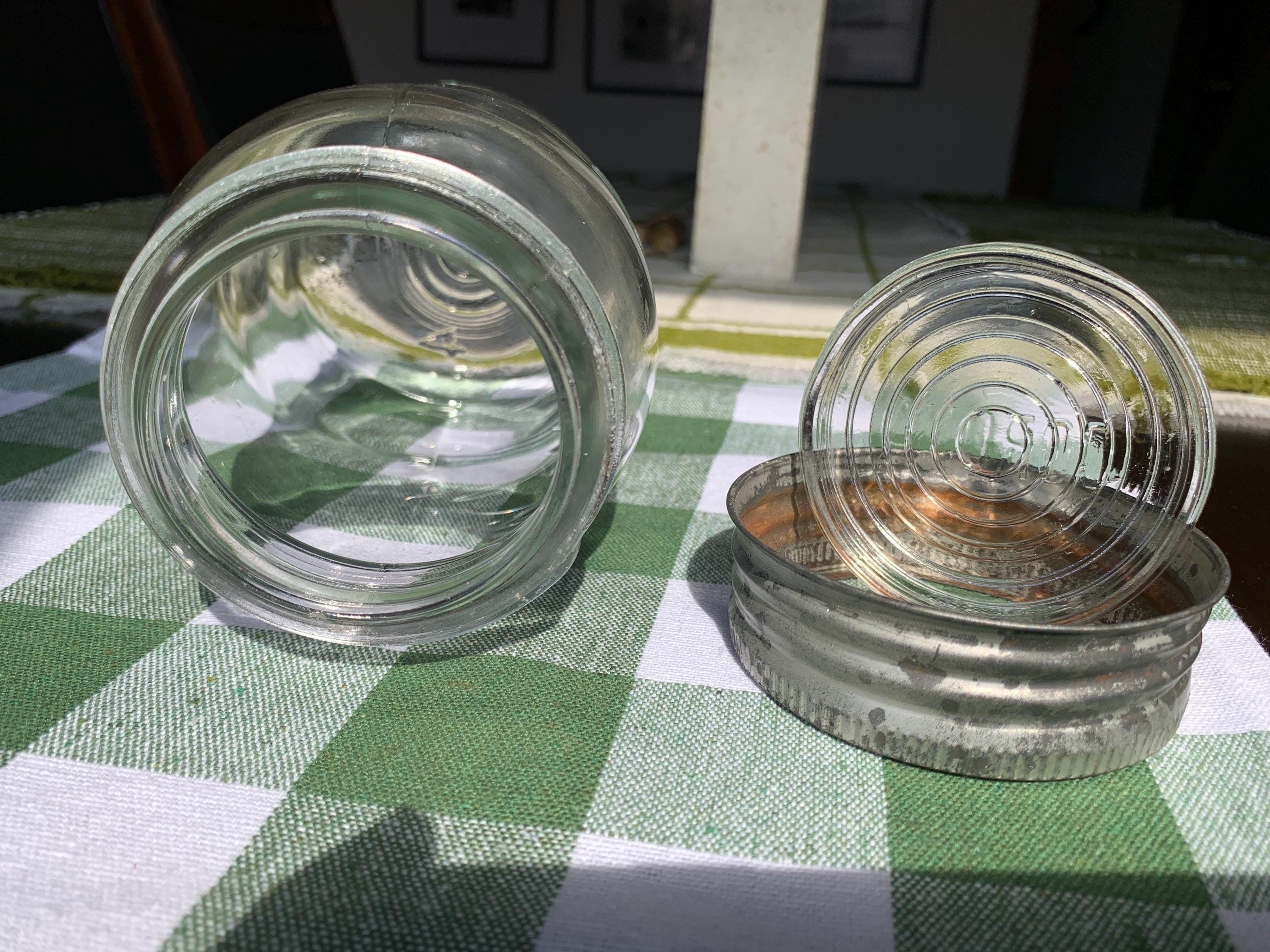 Antique 7”x 3 7/8” Squared BALL IMPROVED 1 Quart/32 Floz Glass