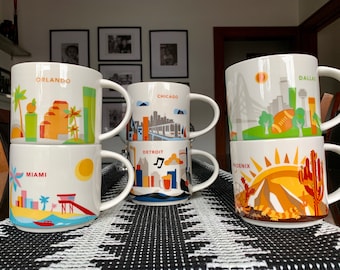 Unused STARBUCKS 14 floz “You Are Here”Ceramic Mug Limited Edition Collection Sold Individually Chicago|Dallas|Detroit|Miami|Orlando|Phoenix