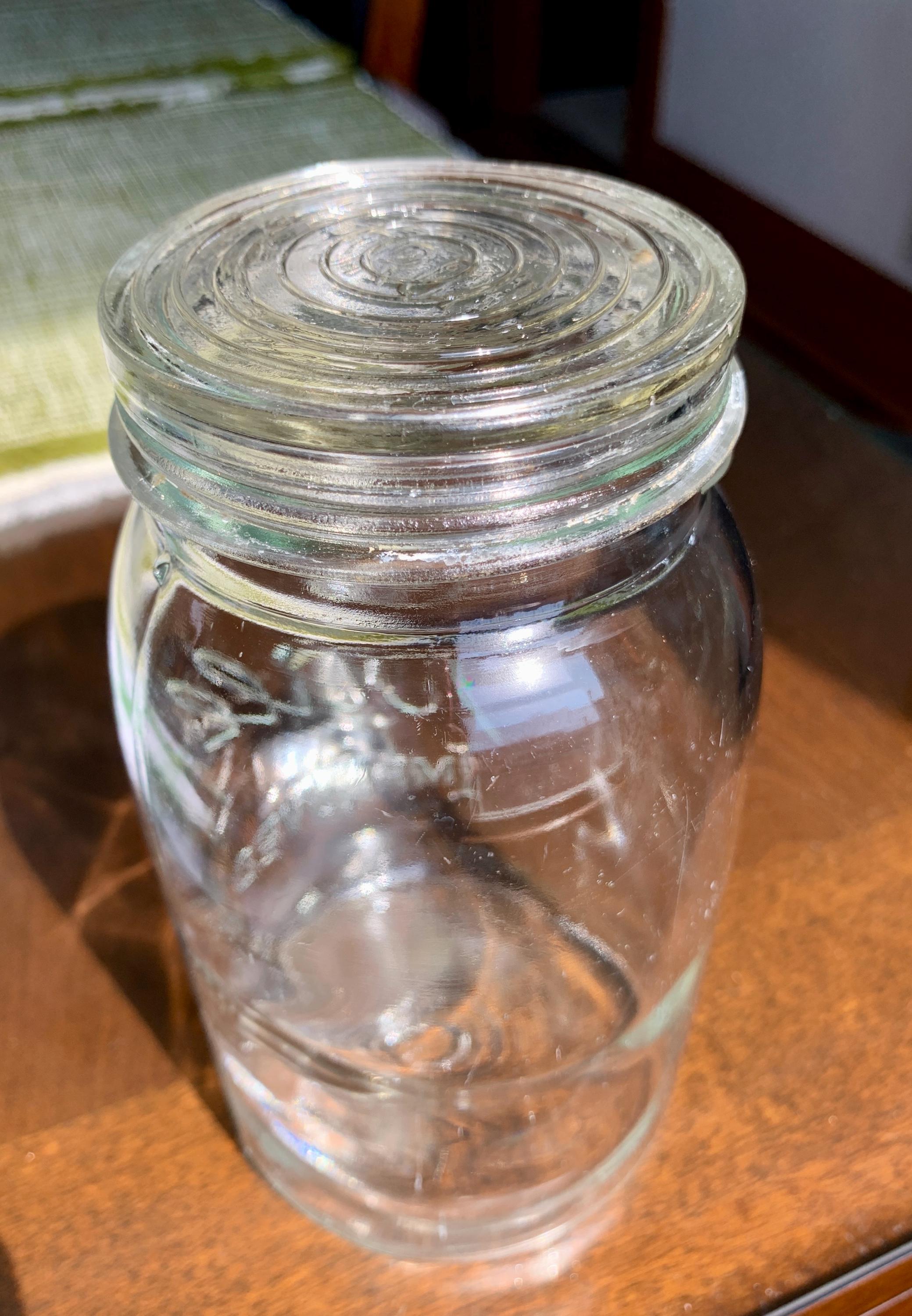 Antique 7”x 3 7/8” Squared BALL IMPROVED 1 Quart/32 Floz Glass