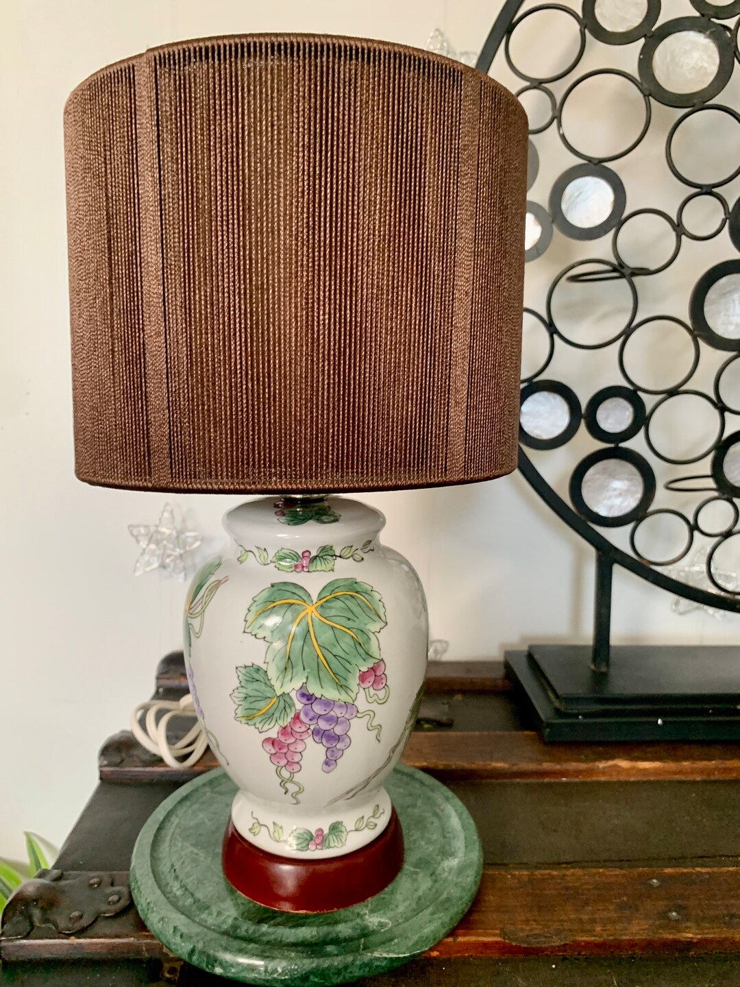 Vntg 14 1/2”x 8” Vibrant Ceramic Urn/ginger Jar Electric Table