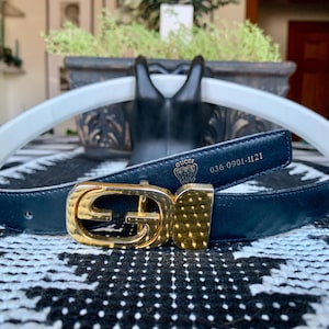 Navy Blue Gucci Belt - Etsy