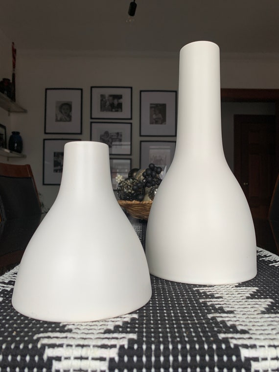 Organic Shaped, Minimalist 90s IKEA OF SWEDEN Ceramic Vase #18431 w/Label Sold Individual or Set; Tall 11 1/4”x 5 3/8” Short 5 3/4”x 4 7/8”