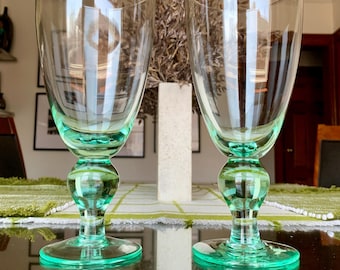 XL Pair/2 of Discont’d 18.5 floz/20 oz LUIGI BORMIOLI “Green” Series Handblown Recycled Glass 8 1/4” x 3 3/4” All Purpose Goblets/Stemware
