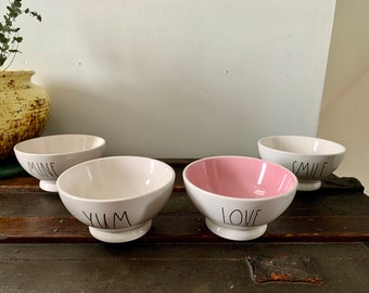 Four Discontinued RAE DUNN 5 7/8D X 3H Artisan Ceramic All