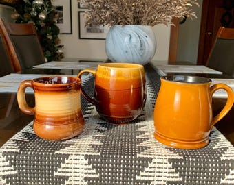 Unused 1970s Large Tri-Coloured/Speckled Collectible Stoneware Coffee/Tea Mugs Sold INDIVIDUALLY; Vintage Signed Canadian Studio Pottery