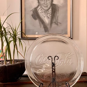 Retro Coca-Cola Embossed Transparent 13”x13” Glass Platter by INDIANA GLASS CO c. 1990; Never Used, Original Box Textured Collectable Glass