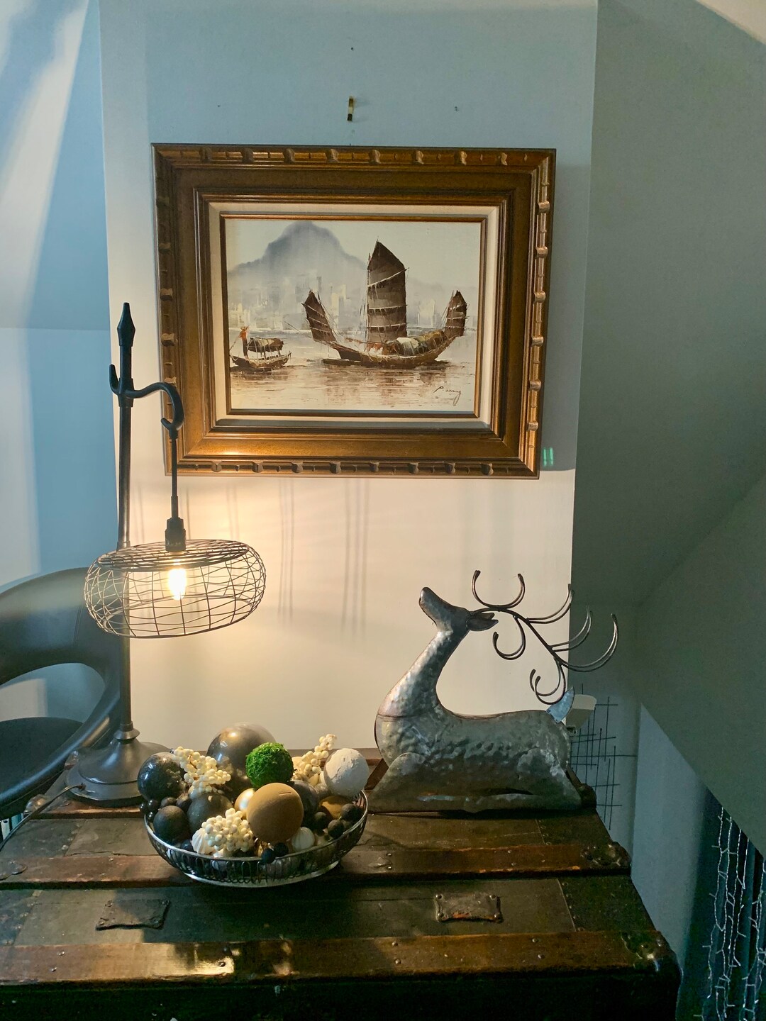 Mid-century Certified Original 20”x 24” P. WONG Oil Painting on