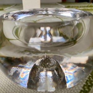 Vintage 2 3/8”x 4”Modernist Scandinavian (Orrefors/Dansk/Kosta Boda) Double Sided Textured Crystal/Blown Glass Candleholder; MCM Candlestick