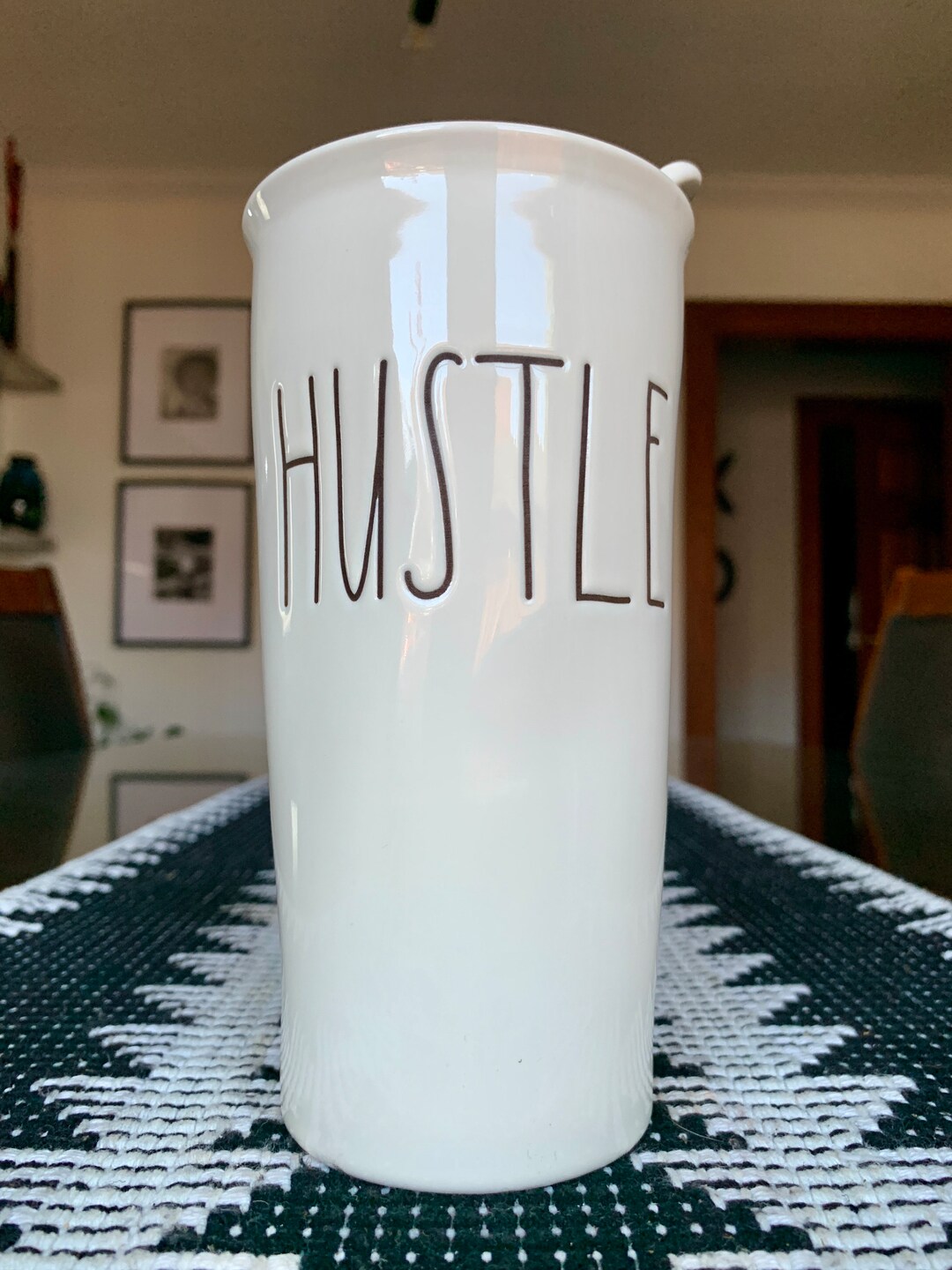 Tasse à Café Rae Dunn HUSTLE - Gobelet Voyage Avec Couvercle - Rare