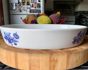 Rare Vintage/Antique 12.5”x 9” PILLIVUYT FRANCE 732 For HOAN Bone Glazed Porcelain Oval Baking Dish w/Roses 24-05-31; French Roasting Dish
