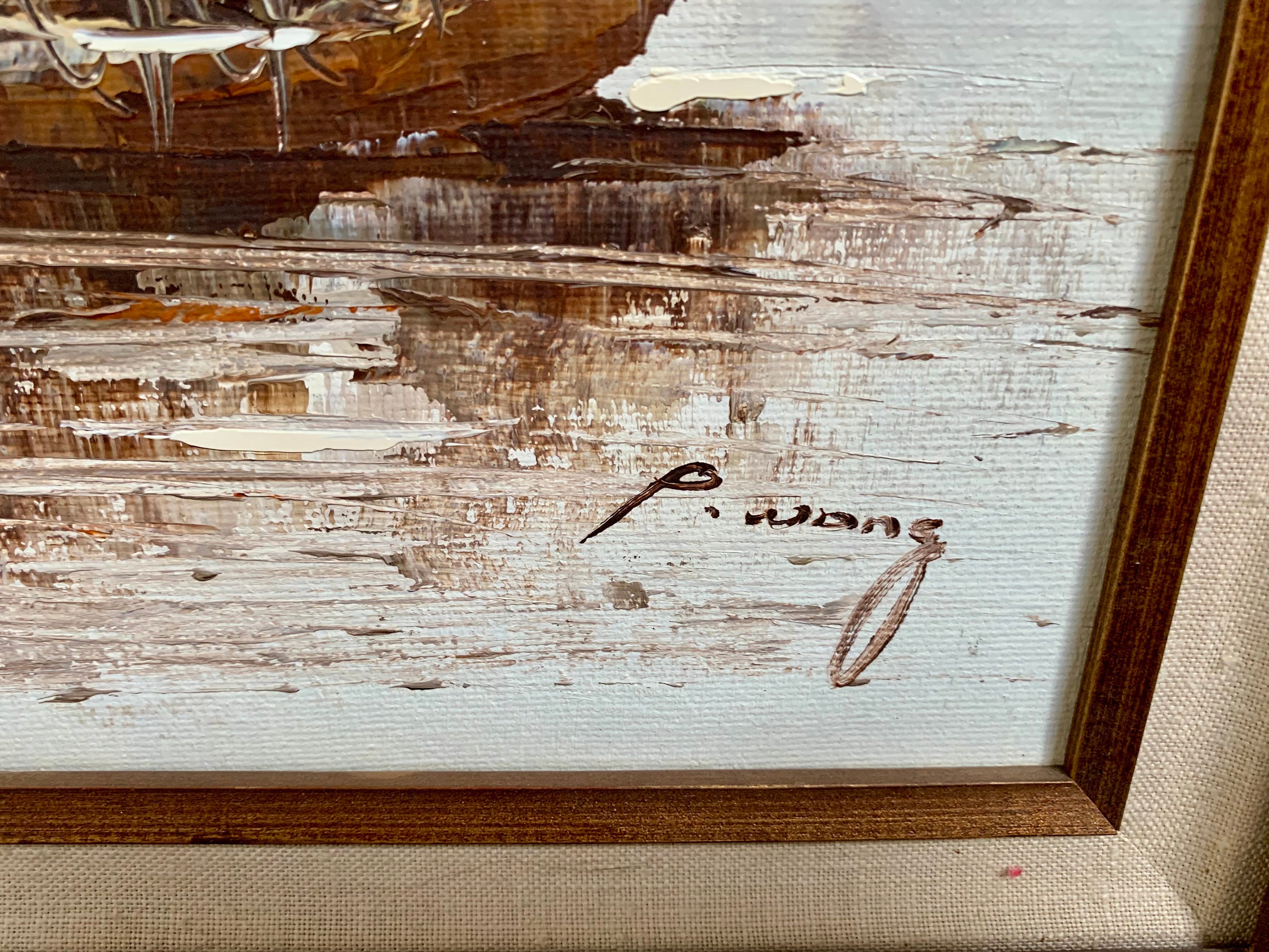 Mid-century Certified Original 20”x 24” P. WONG Oil Painting on