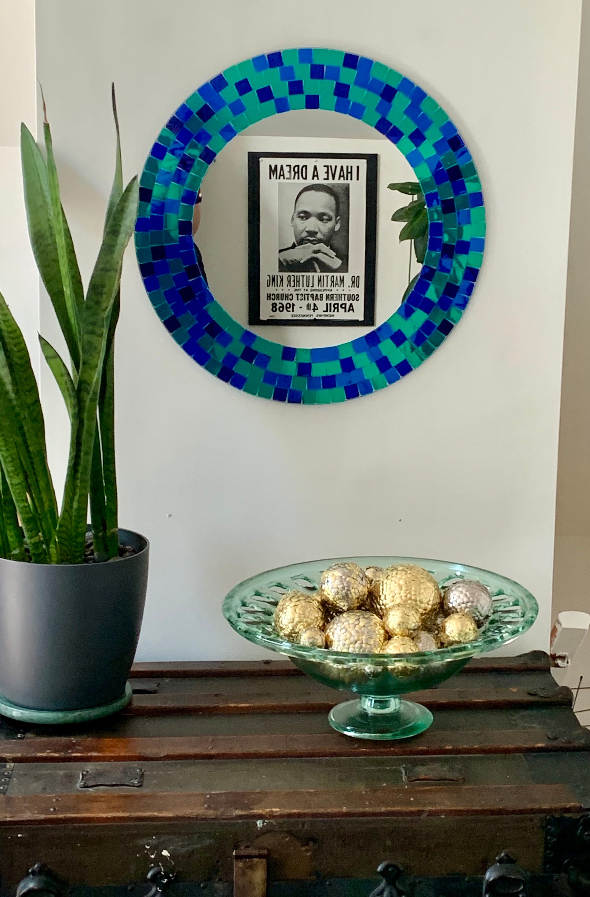 Rare Vintage IKEA Tranby 19.5”x19.5” Mosaic Round Mirror; Vibrant