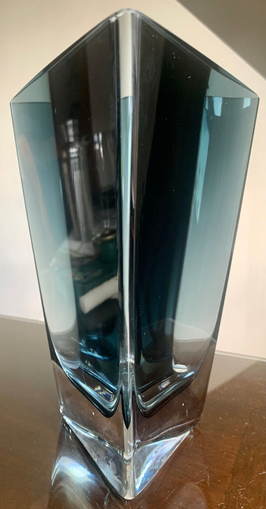 Vintage 8.5 KROSNO Handblown Triangular Ombré Art Glass Vase Made in