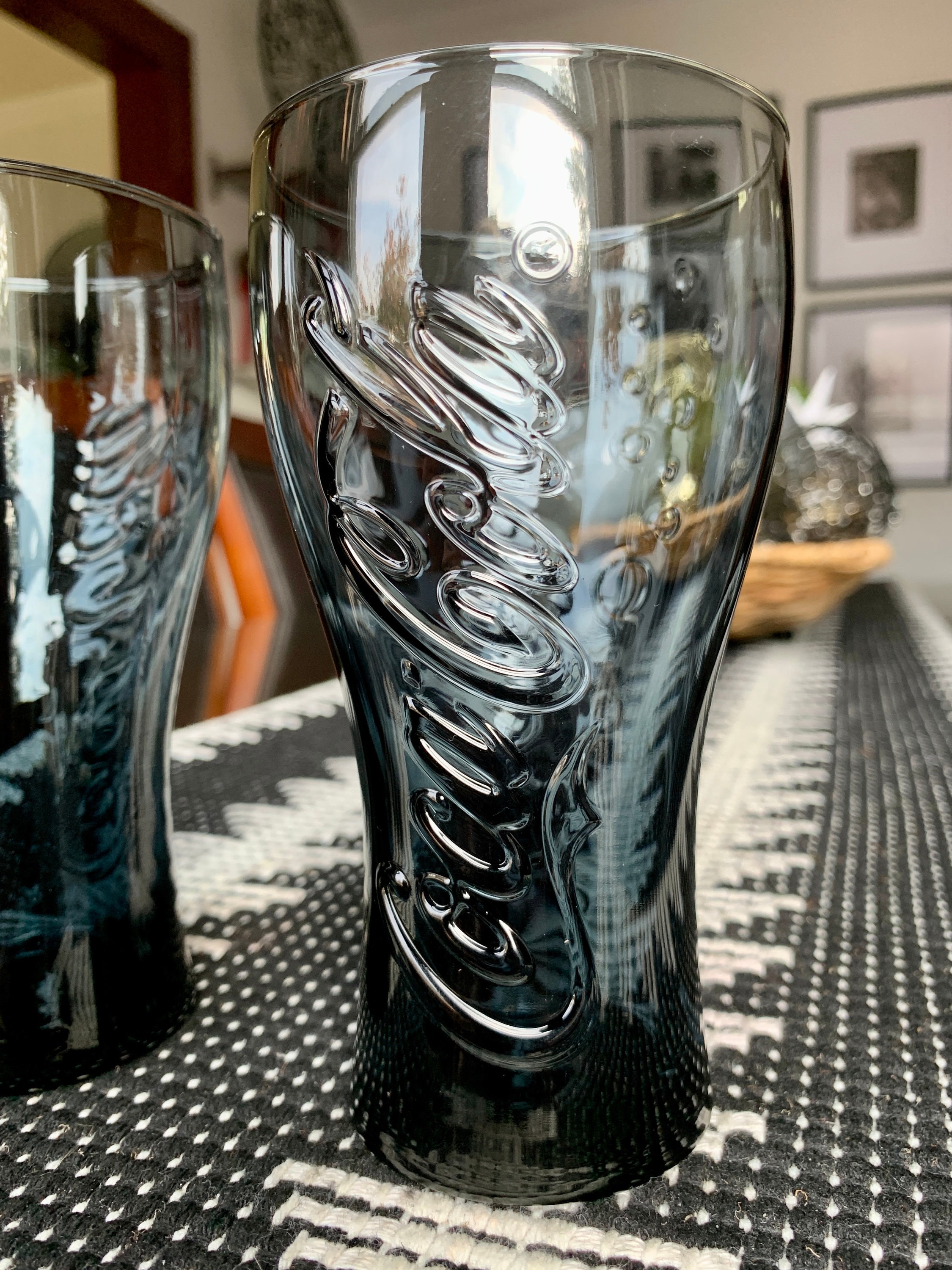 A Collectible Pair of 11 Fl Oz Charcoal COCA-COLA Modern Embossed