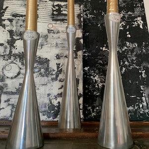 Vintage IKEA Gota 10.5”/ 9”/7.5” Atomic Aluminum Candlesticks Designed by Erika Pekkari Minimalist 90s Metal Candleholders Sold Individually