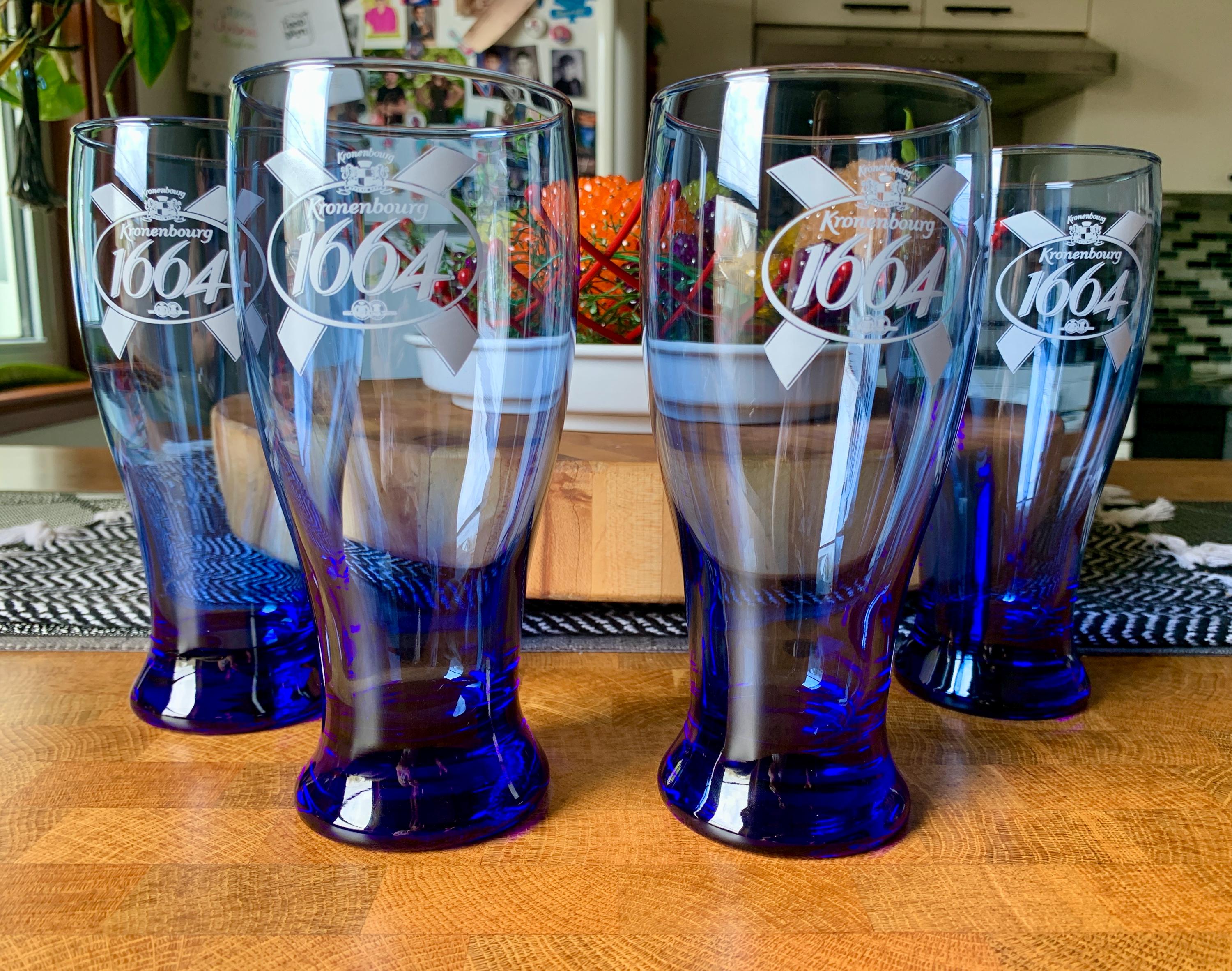 Unused Pairs/2 of 18 Floz KRONENBOURG 1664 Vibrant Cobalt Blue
