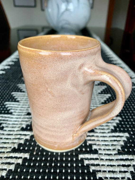Unused 9 fl oz Studio Pottery Mug in Shades of Warm Tan/Cream w/Artisanal  Handle & Potters Mark; Hand-thrown Stoneware Coffee/Tea/Latte Mug