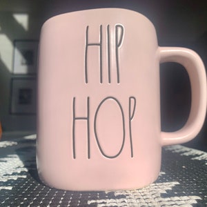 Oversized 21 fl oz RAE DUNN “Hip Hop” Pale Pink Ceramic Mug; Handcrafted Collectible Farmhouse Coffee Mug| Hip Hop| Easter Gift|Easter Decor