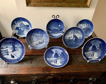 Vintage 7 1/4” BING & GRONDHAL Porcelain Xmas Plate Collection Made In Copenhagen, Denmark c.1960s Priced Individually| Decorative Plates