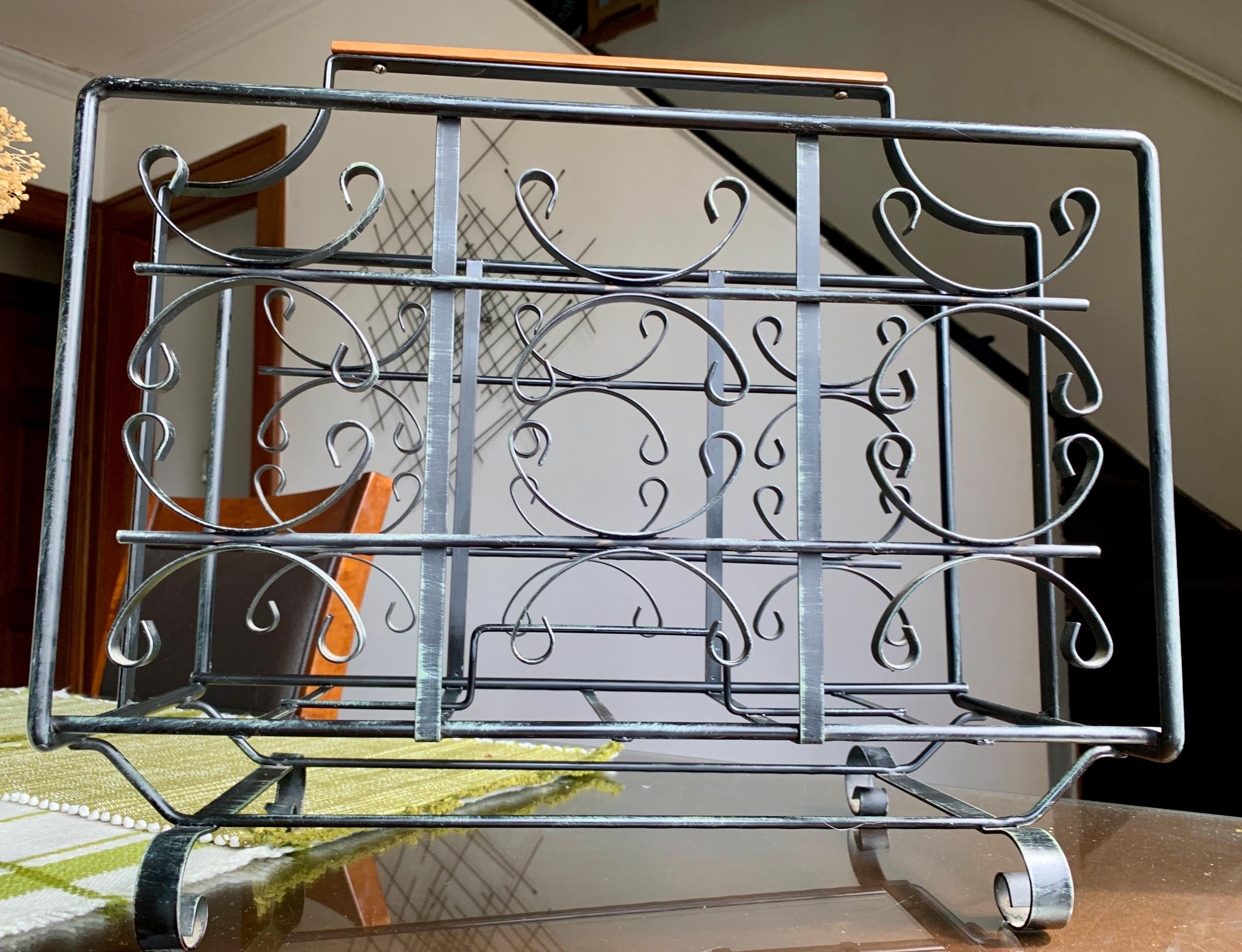 XL MCM 15 3/4”x17 1/4” Geometric Rectangular Black Wrought Iron 