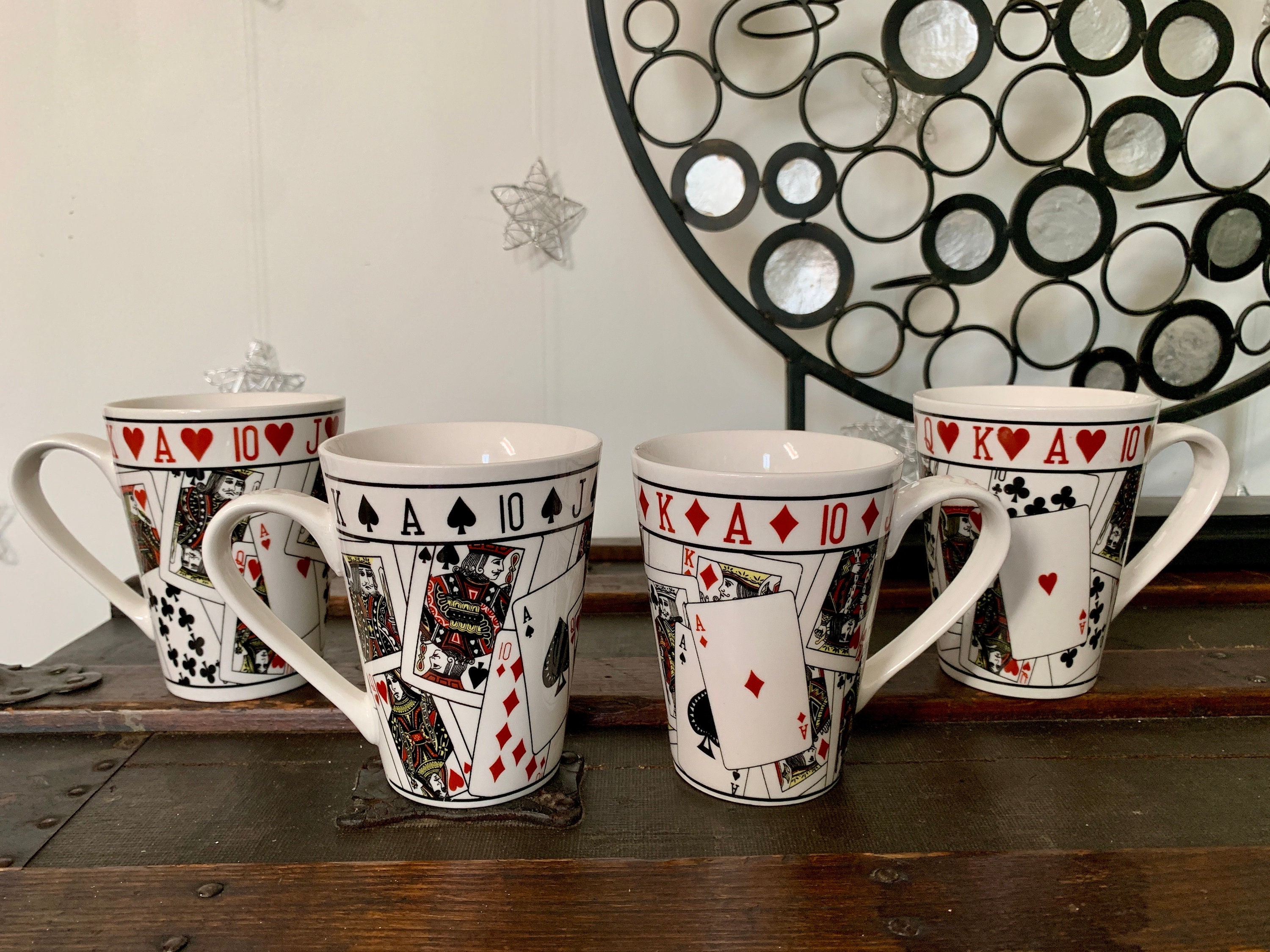 Unused Vintage 10 fl oz GRYPHONWARE Ceramic Novelty Card Deck Coffee Mugs  c.1970-80s Bridge/Poker Gift Sold Individually OR as Sets