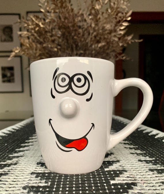 Large Unused Vintage 12 Floz White Anthropomorphic Ceramic Coffee Mug;  Laughing/silly 3D Funny Face Coffee/tea Mug; Collectable Emoticon Mug - Etsy