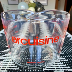 Unused ARC CUISINE France 4 Cup/1L Measuring Glass w/Vibrant Red Lines in ml/oz/cups; “France” Embossed on Base; Vintage Kitchenware/Baking