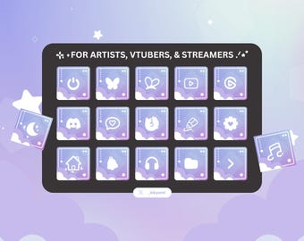 Candy Sky Pastel Purple Stream Deck Icons – 300 Icon Pack (Digital Download)