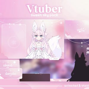 Sweet Sky Vtuber Stream Pack – Animated Pink Starry Night Overlays, Screens, Panels