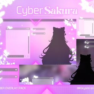 Cyber Sakura Vtuber Overlay Pack – Lofi Pastel Stream Basics (Digital Download)