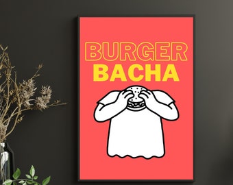 Burger Bacha | Urdu Funny Wall Art | Pakistani Digital Downloads | Desi Comedy | South Asian | Pun Pop Art | College Art
