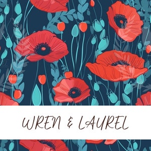 Red and Blue Poppy Floral Seamless Pattern, Floral Pattern for Commercial Use, Summer Floral Seamless, Flower Pattern, Poppy Flower 01
