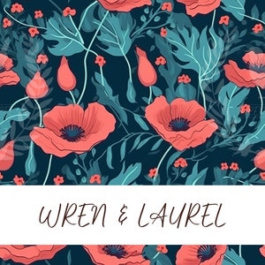 Red and Blue Poppy Floral Seamless Pattern, Floral Pattern for Commercial Use, Summer Floral Seamless, Flower Pattern, Poppy Flower 02