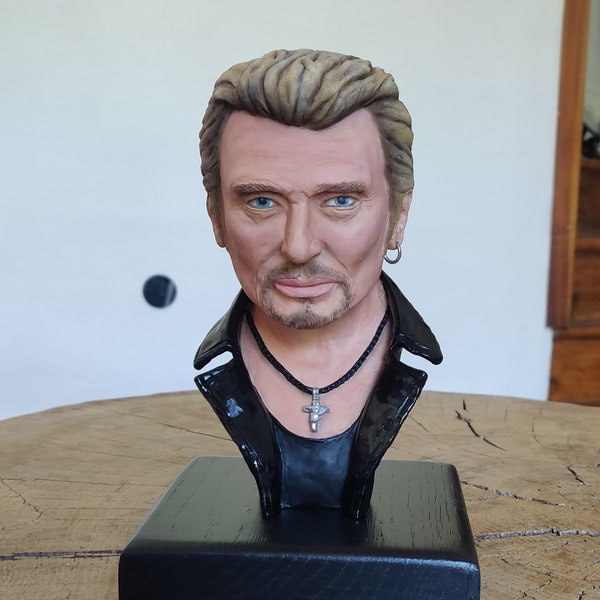 Sculpture buste Johnny Hallyday