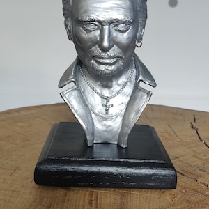 Johnny Hallyday silver bust sculpture