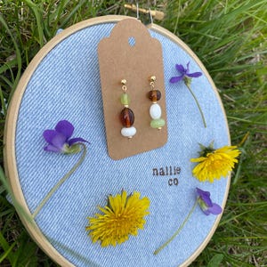 Handmade Gold Beaded Drop Earrings