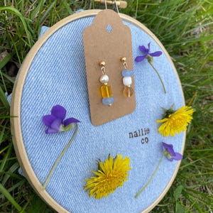 Handmade Gold Beaded Drop Earrings