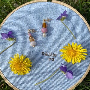 Handmade Gold Beaded Drop Earrings