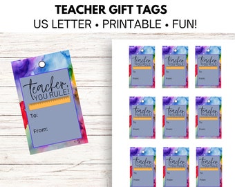 Teacher Gift Tags - You Rule - Printable - Digital Download - Teacher Appreciation
