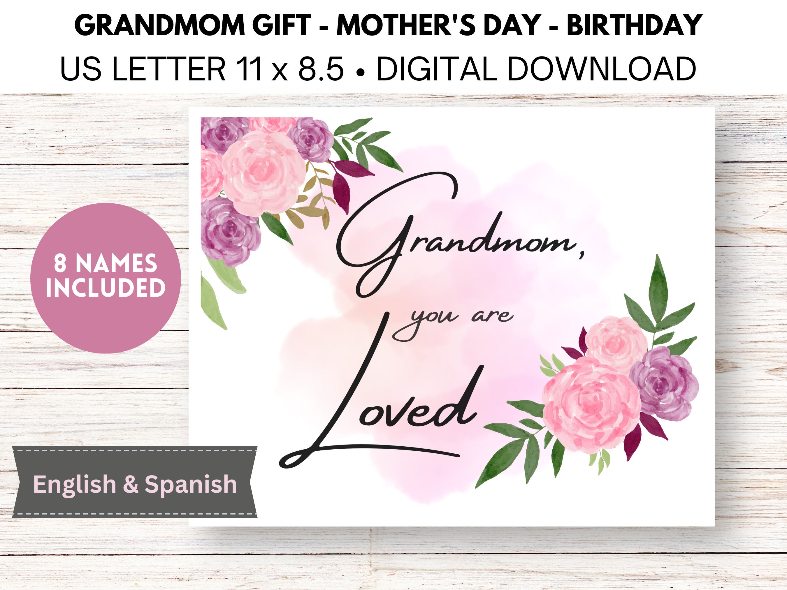 Grandmom Gift Printable, Mother's Day, Birthday, Grandparent's Day ...