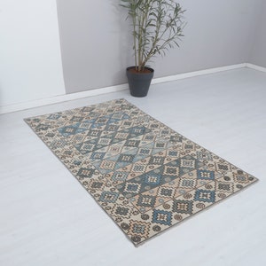 Turkey Oushak Rug, Oushak Rug, Natural Rug,Colorful Rug,4x7 Rug,Kids Rug,Muted Rug,Pastel Rug,Soft Vintage Rug,Turkish Rug,Vintage Rug,17490